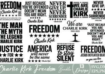 Charlie Kirk Freedom T-shirt Bundle Charlie Kirk Freedom SVG Bundle