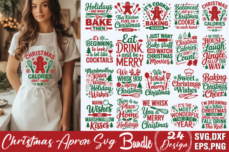 Christmas Apron T-shirt Bundle Christmas Apron Svg Bundle