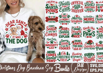 Christmas Dog Bandana T-shirt Bundle Christmas Dog Bandana Svg Bundle