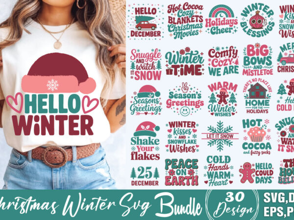 Christmas winter t-shirt bundle christmas winter svg bundle