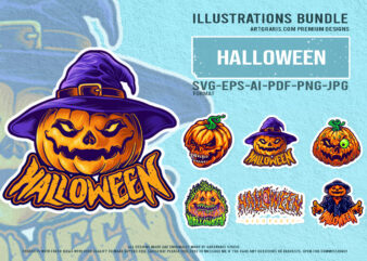 Spooky Party Vector Pack With Creepy Pumpkin Illustrations