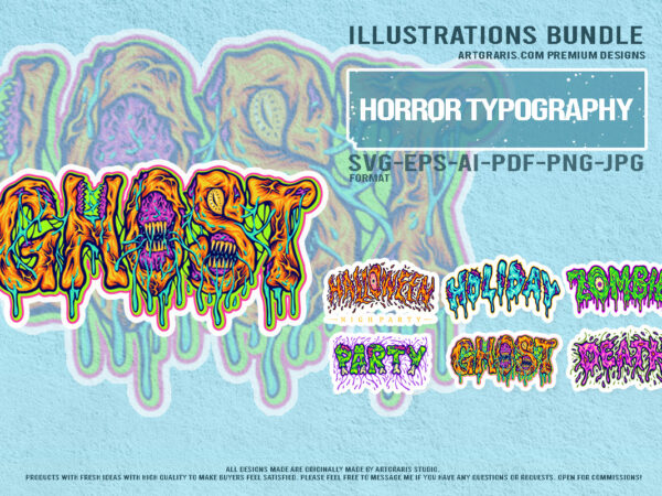 Creepy graphic design halloween slime zombie ghost death party font