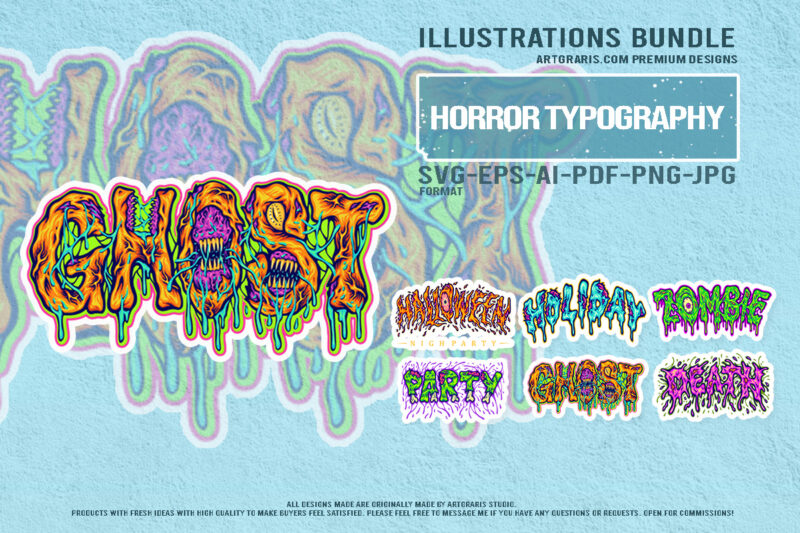 Creepy graphic design halloween slime zombie ghost death party font