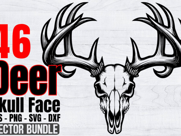 Deer skull face svg bundle, animal face svg, deer shirt t shirt vector illustration