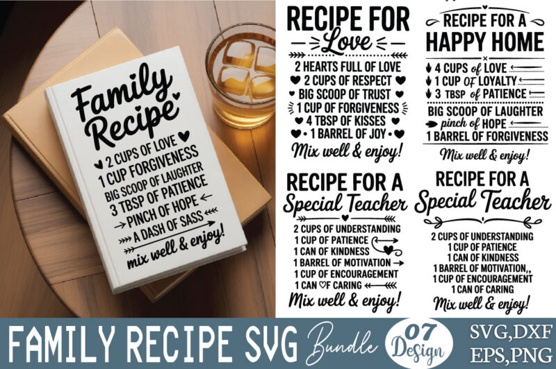 Family Recipe t-shirt Bundle Family Recipe SVG Bundle