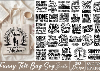 Funny Tote Bag T-shirt Bundle Funny Tote Bag SVG Bundle