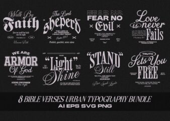 Bible Verses Urban Typography T-shirt Designs Bundle