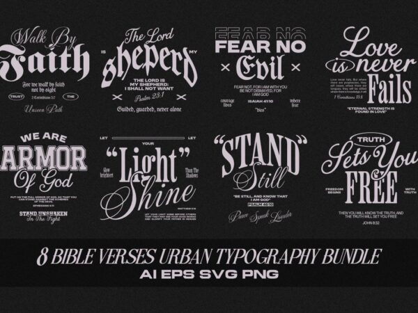 Bible verses urban typography t-shirt designs bundle