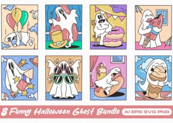 Funny Halloween Ghost T-shirt Designs Bundle