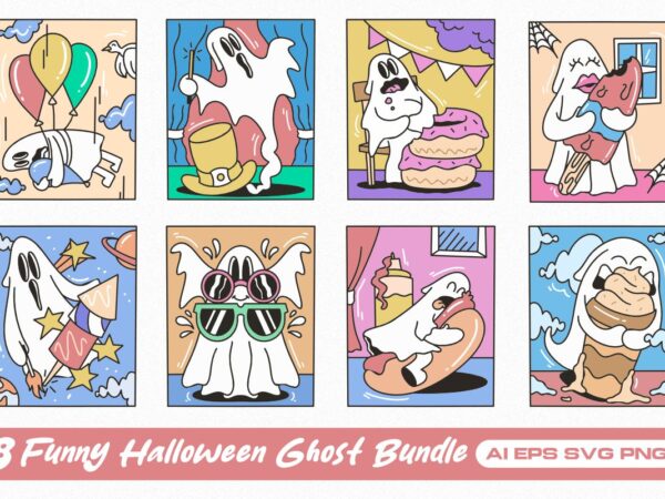 Funny halloween ghost t-shirt designs bundle