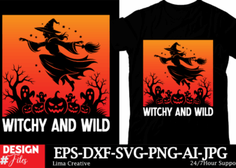 Witchy And Wild T-shirt Design, Comfort Colors Halloween Shirt, Halloween Spooky Shirt, Fall Shirt, Pink Girly Bows Halloween Tee, Cute Ghos