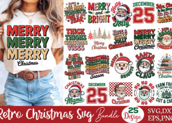 Retro Christmas T-shirt Bundle Retro Christmas SVG Bundle
