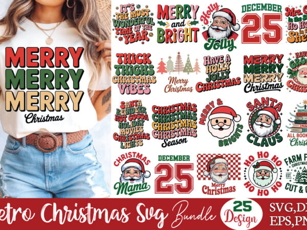 Retro christmas t-shirt bundle retro christmas svg bundle