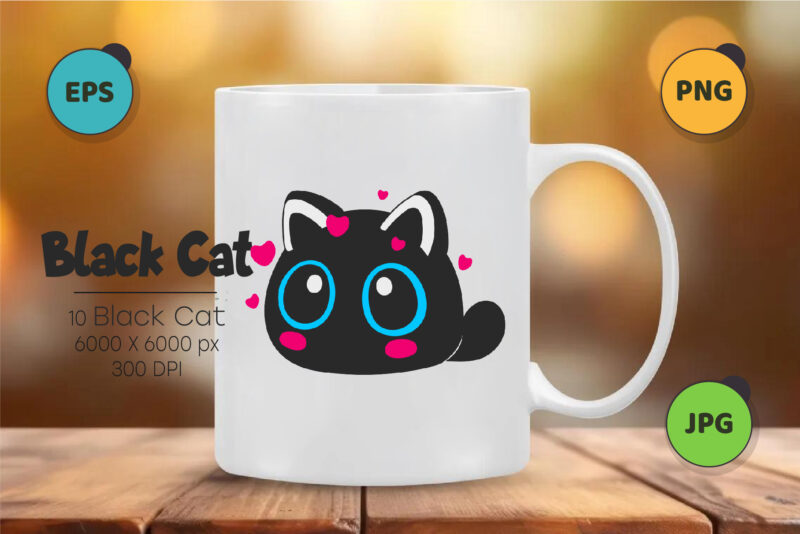 Set of Black Cats 02. T-Shirt, PNG.