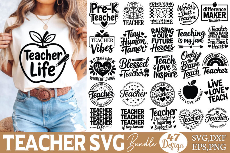 Teacher T-shirt Bundle Teacher SVG Bundle