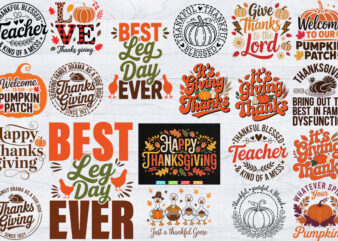 Thanksgiving Svg Bundle, Turkey Day Shirts, Thanksgiving Dinner, Pumpkin Svg