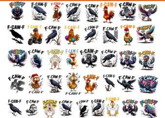 F-Caw-F Chicken Funny PNG Bundle, Crazy Rooster Meme Png Screaming Hen Clipart, Sarcastic Farm Animal Png, Adult Humor Rooster Png