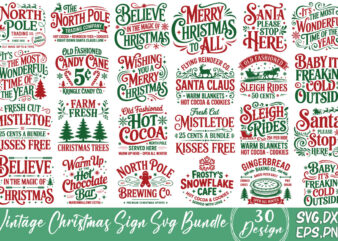 Vintage Christmas Sign T-shirt Bundle Vintage Christmas Sign SVG Bundle