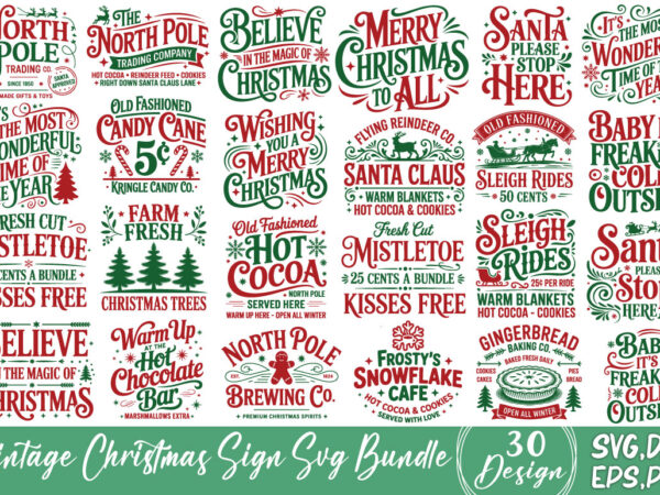 Vintage christmas sign t-shirt bundle vintage christmas sign svg bundle