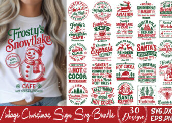 Vintage Christmas Sign T-shirt Bundle Vintage Christmas Sign SVG Bundle