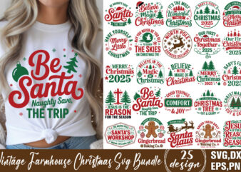 Vintage Farmhouse Christmas T-shirt Bundle Vintage Farmhouse Christmas SVG Bundle