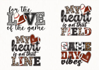 Game Day Sports Sublimation Bundle, Leopard Print Baseball Football Mom Quotes, Cheer Mom PNG, Team Spirit T-Shirt Designs