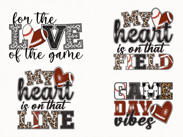 Game day sports sublimation bundle, leopard print baseball football mom quotes, cheer mom png, team spirit t-shirt designs