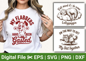 funny animal t shirt bundle, sarcastic quotes vector designs, dog cat sloth humor illustrations, novelty tshirt graphics for apparel