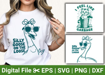Funny Animal Quote SVG PNG Bundle | Cute Goose Cat Humor Designs | Sarcastic Witty T‑Shirt Sublimation Graphics Pack