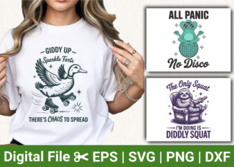 Funny Animal Quote SVG PNG Bundle | Duck Frog Sloth Humor Designs | Cute Sarcastic T‑Shirt Sublimation Graphics Pack