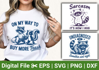 Funny Raccoon Quote SVG PNG Bundle | Cute Animal Humor Designs | Sarcastic Witty T‑Shirt Sublimation Graphics Pack
