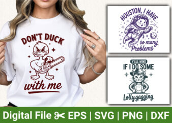 Sarcastic Animal Humor SVG Bundle | Don’t Duck With Me & Astronaut Cat PNG | Funny Southern Farm Life T-Shirt Designs