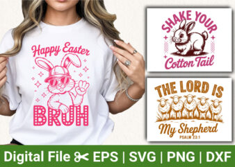 funny easter bundle bunny and sheep illustration christian and humor quote design for t shirt print and sublimation
