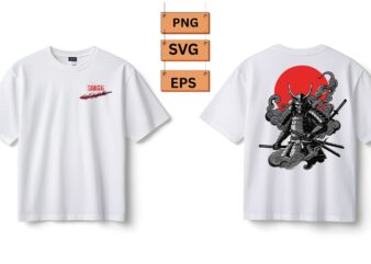 Epic Samurai Warrior & Red Sun T-Shirt Design