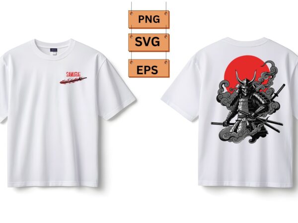Epic samurai warrior & red sun t-shirt design Epic samurai warrior & red sun t-shirt design