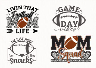 Football Mom Squad Game Day Vibes SVG Bundle, Funny Sports Quotes, Leopard Print Football Sublimation, Mom Life Cricut Cut Files, Digital Do