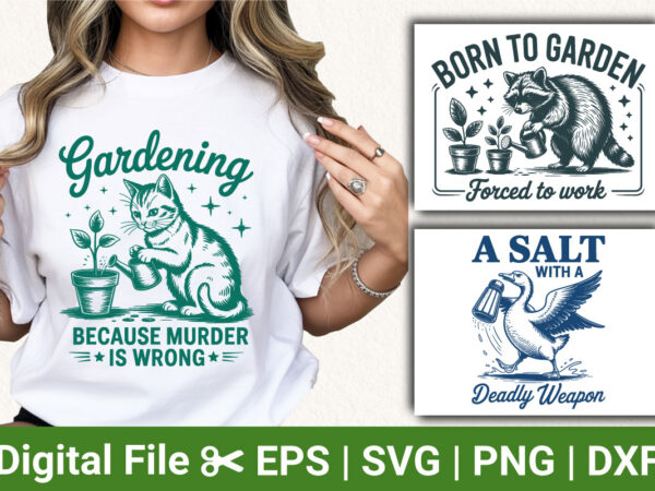 Funny gardening animal svg bundle, cat plant humor, raccoon garden quote, goose salt pun, sarcastic outdoor t-shirt design, dark humor clipa Funny gardening animal svg bundle, cat plant humor, raccoon garden quote, goose salt pun, sarcastic outdoor t-shirt design, dark humor clipa