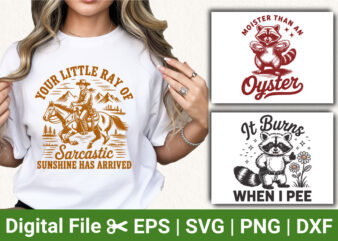 Sarcastic Sunshine Cowboy Shirt, Funny Raccoon Humor Tee, Moister Than an Oyster, It Burns When I Pee Graphic Design