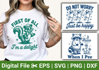 Funny Animal Quote T‑Shirt Design Bundle Retro Vintage Skunk Frog Raccoon Humor SVG PNG Sublimation Graphic