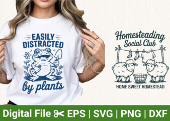 gardening and homestead bundle frog and sheep illustration farmhouse humor design for t shirt print and sublimation projects