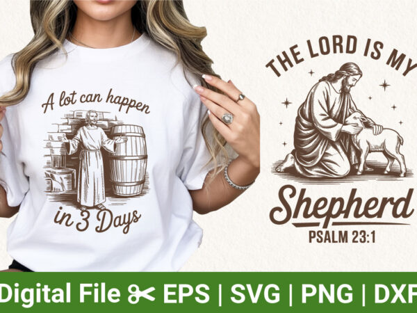 Christian easter bundle jesus resurrection and shepherd illustration bible verse design for t shirt print and sublimation