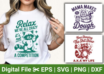 Funny Animal Quote T‑Shirt Design Bundle Retro Vintage Raccoon Cat Humor SVG PNG Sublimation Print Graphic