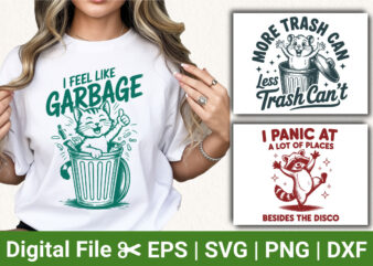Funny Animal Quote T‑Shirt Design Bundle Retro Vintage Cat Raccoon Humor SVG PNG Sublimation Print Graphic