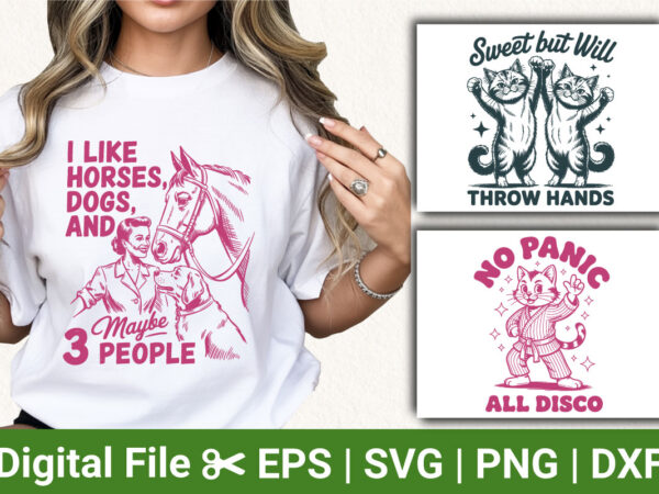 Funny animal quote t‑shirt design bundle retro vintage horse cat humor svg png sublimation print graphic Funny animal quote t‑shirt design bundle retro vintage horse cat humor svg png sublimation print graphic