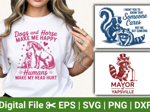 Funny animal quote t‑shirt design bundle retro vintage horse dog raccoon skunk humor svg png sublimation print Funny animal quote t‑shirt design bundle retro vintage horse dog raccoon skunk humor svg png sublimation print