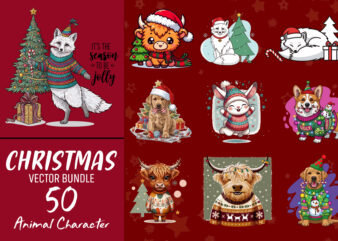Adorable festive christmas animals clip art bundle featuring cute characters and holiday themes