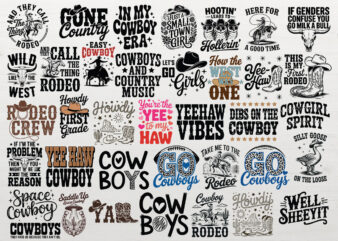 Cowboy Quotes SVG Bundle Rodeo SVG Western T-shirt Design PNG