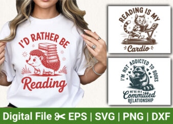 Book Lover SVG Bundle Funny Reading Quotes Cute Animal Designs Bookish T Shirt Vector Art Reading Craft Illustrations