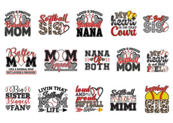 baseball and softball family quote bundle mom sister nana mimi design set for t shirt print sublimation sporty supporter art