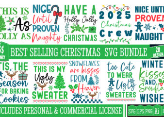 Christmas T-Shirt Design Bundle, Christmas T-Shirt Design, Christmas SVG Bundle, Christmas Vector Bundle